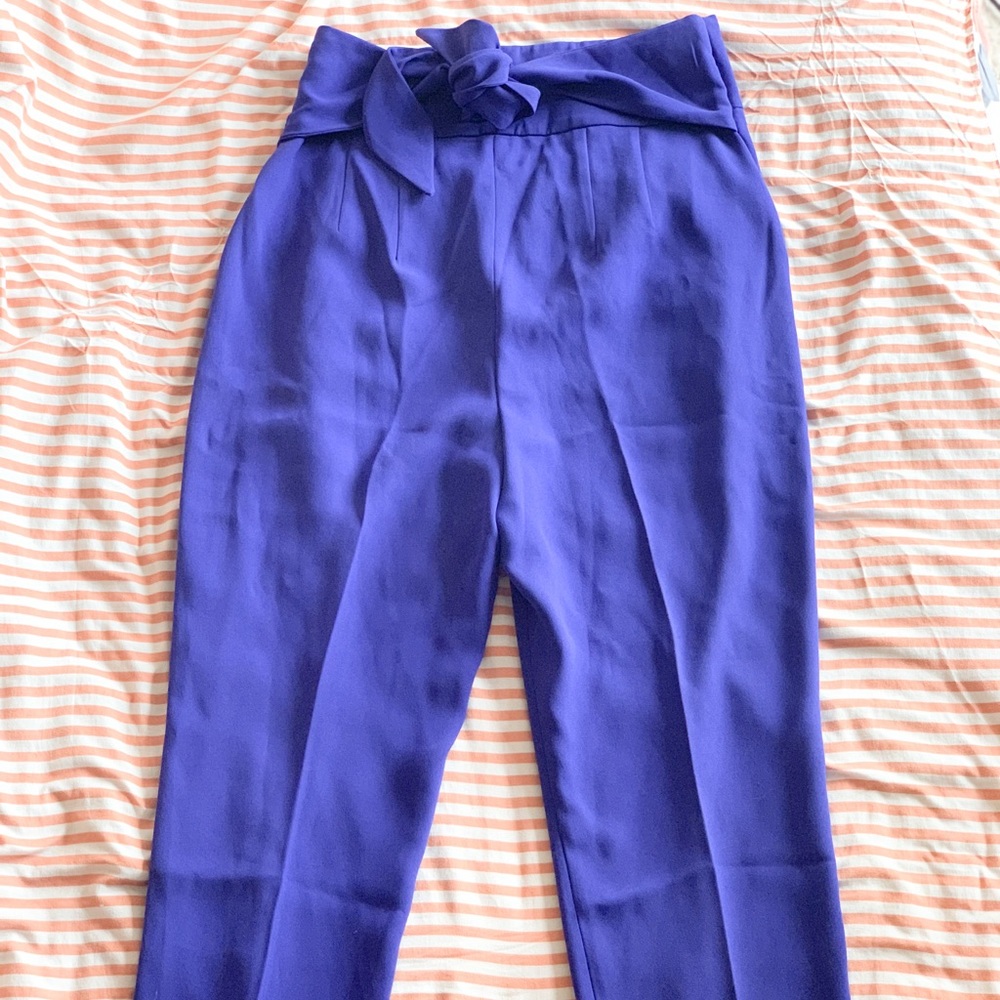 Express Blue Super High Waist Paper Bag Pants
